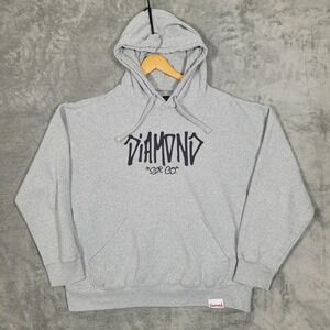 Diamond Supply Co Hoodie Mens XL Gray Pullover Sweatshirt Extra Large
